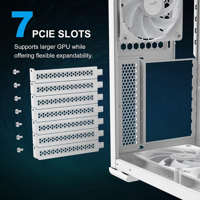 Корпус для ПК SAMA S50 Airflow, 4 ARGB PWM вентилятори, USB Type-C, Mesh панель, Білий
