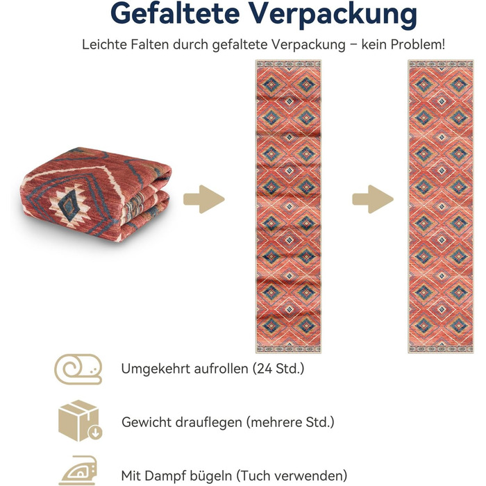 Килимок-довгий килим для коридору, кухні, з антиковзаючою основою, коротким ворсом, пральний, складаний, у стилі бохо – для коридору, кухні, вітальні та офісу, чорно-білий (60 x 240 см, червоний)