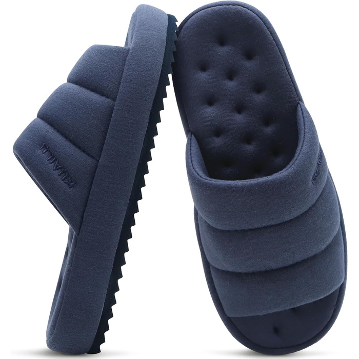 Чоловічі домашні тапочки KuaiLu, стильні, з плетінням, з м'якою устілкою з піною Memory Foam, для дому та вулиці, темно-синій, 44 EU