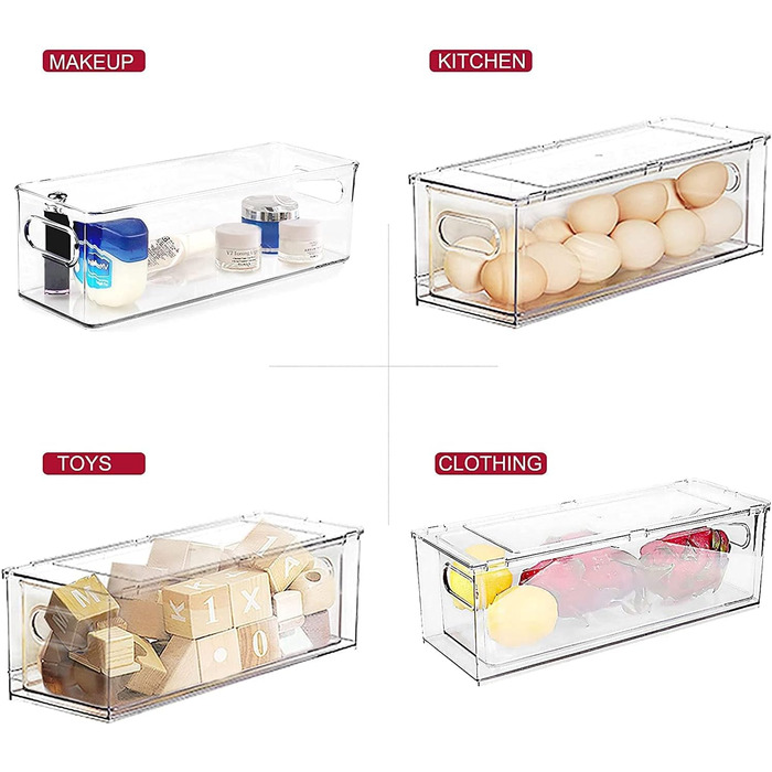Refrigerator Organizer Drawer Set with Handle, 3-Piece Stackable Kitchen Storage Boxes with Pull-Out Drawer & Lid for Vegetables, Berries, Meat | PET Plastic Food Storage Containers