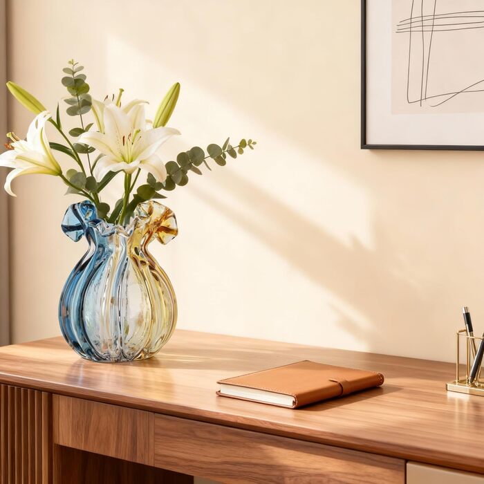 Скляна ваза ручної роботи, велика, сучасний дизайн, для дому, весілля та декору, підходить для квітів