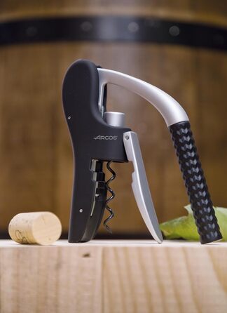 Arcos Wine Opener - Black & Gray Ergonomic Corkscrew with ABS & Zinc Alloy Handle