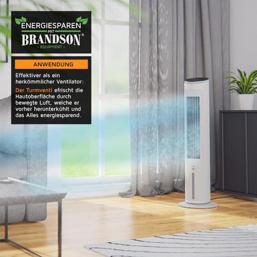 Турбовентилятор з водяним охолодженням Brandson - преміум якість, 5 в 1, тихий, 4.6L, без шлангів, білий
