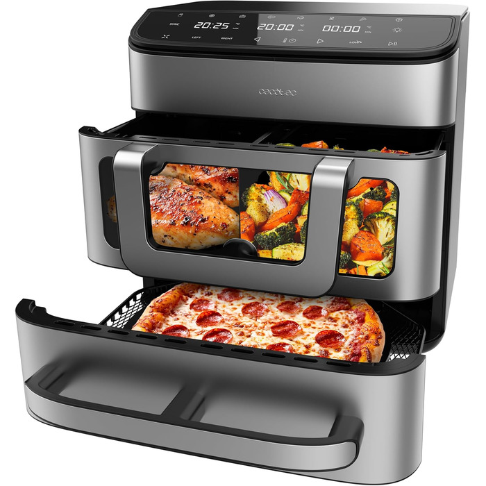 Фритюрниця Cecotec Cecofry DuoLevel 10000: 10 л, 2 контейнери, вертикальний дизайн, сенсорний екран, нержавіюча сталь