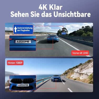 Автомобільний відеореєстратор 360° 4K+1080P (4 канали), передня та задня камери, WDR нічна зйомка, 64GB SD-карта, IPS дисплей 3