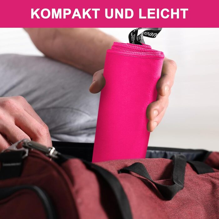 Набір рушників з мікрофібри (3 шт.) – швидковисихаючі, для подорожей, спорту, пляжу (180x90cm, 80x40cm, 50x30cm), рожеві