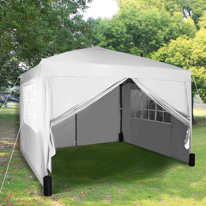 Pavilion with silver protective coating, waterproof, 3 x 3 m, White