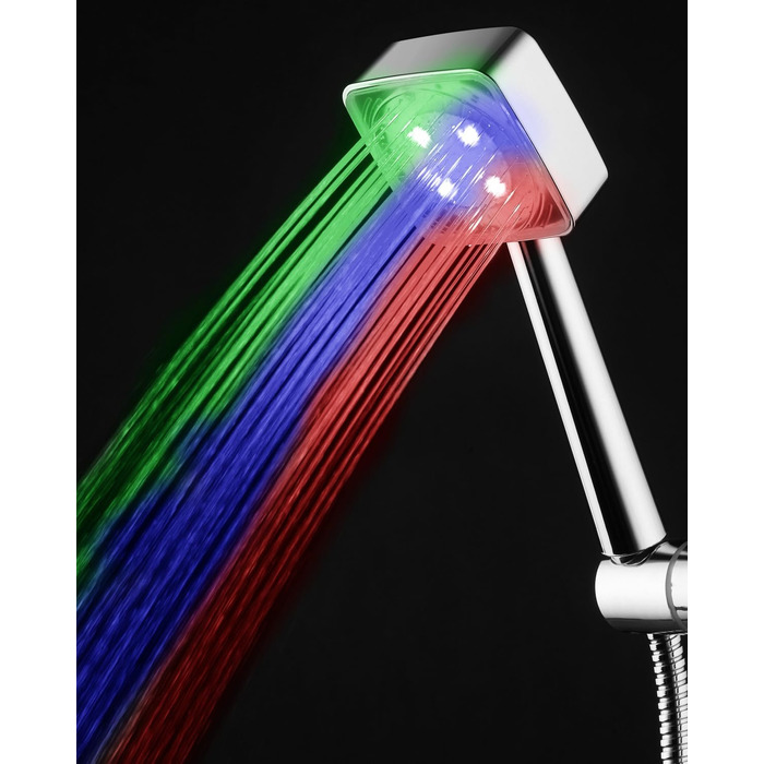 JINYOMFLY LED Shower Head with Lights, Shower Head with LED Lighting, 15CM Shower Head Color Changing, 3 Shower Modes Shower Sprinkler Light, Shower Head Light with Liquid Silicone Nozzle (Square)