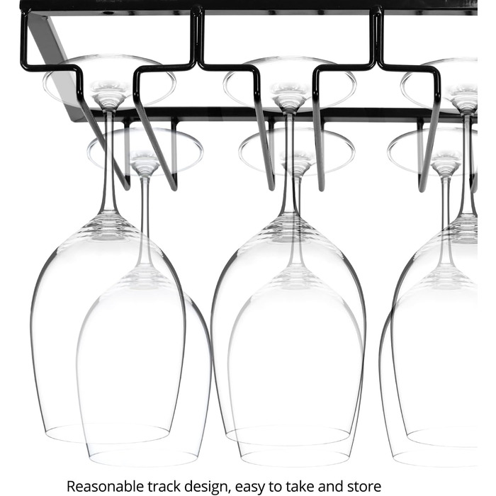 Підставка для вина QWORK® на 7 рядів, чорна - металева підставка для склянок під шафу, для барної кухні