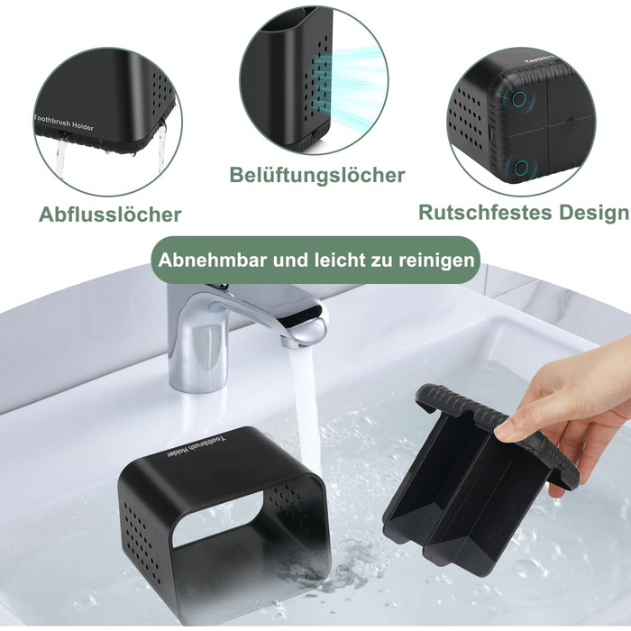 Тримач для зубних щіток електричних, органайзер для ванної кімнати, великий, чорний