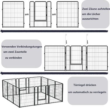 Вольєр для цуценят/собак 6 секцій, 80x65 см, розкладний, з дверима та ґрунтовими анкерами, для внутрішнього/зовнішнього використання, вологостійкий