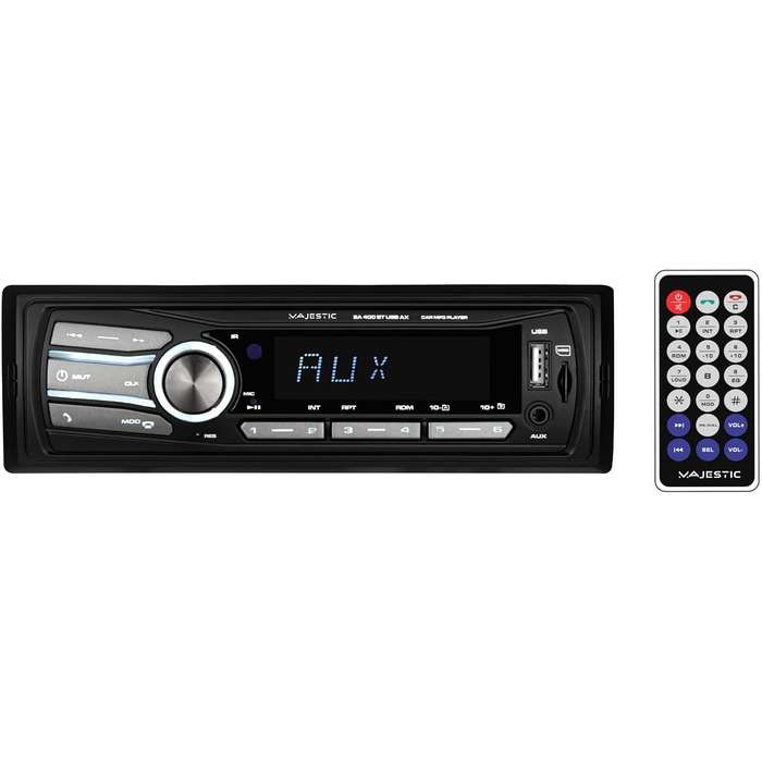 Автомобільна аудіосистема Majestic SA 400 BT USB AX з Bluetooth, MP3/WMA, USB/Micro SD, пульт ДУ, 100 Вт (25 Вт x 4), чорна