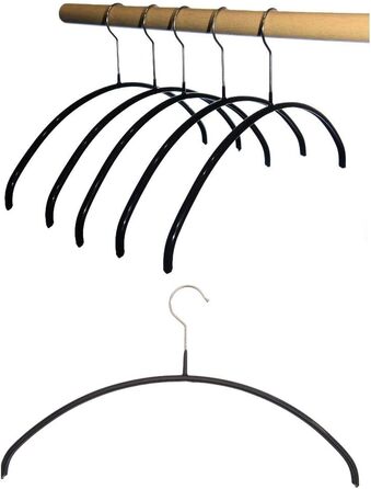 Hagspiel 10-Piece Set of Metal Clothes Hangers, Non-Slip Coated, Black for Women, Length 40 cm