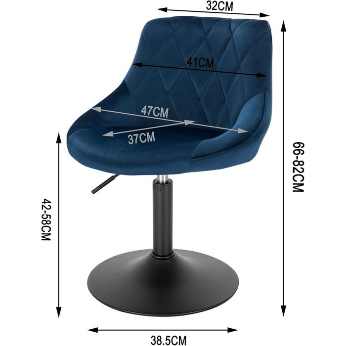 WOLTU Adjustable Swivel Bar Stool with Backrest - Dark Green Velvet Padded Chair
