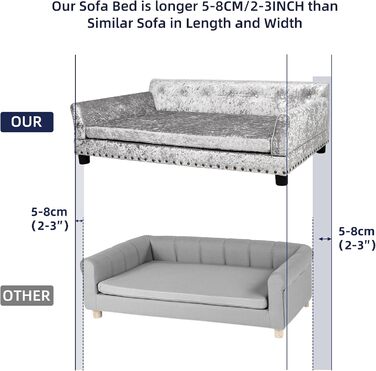 Софа для собак BingoPaw Luxus XXL: зручна лежанка для великих собак з м'яким кріслом та спинкою, сірого кольору, 120x74x40 см