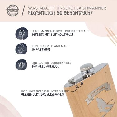 Фляга з нержавіючої сталі з гравіюванням 'Пістензау' - Оригінальний подарунок для любителів лиж та сноуборду | Ідеально для афтескі та зимових пригод