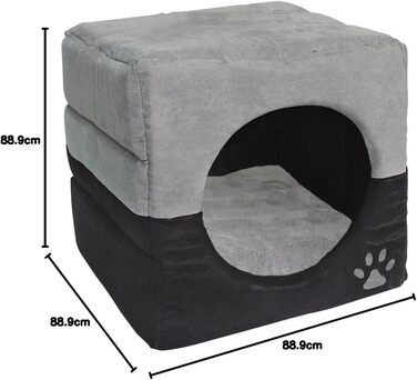 Будиночок для котів та собак Dehner Luca 2в1, 40x40x40 см, поліестер, сірий (1 шт.)