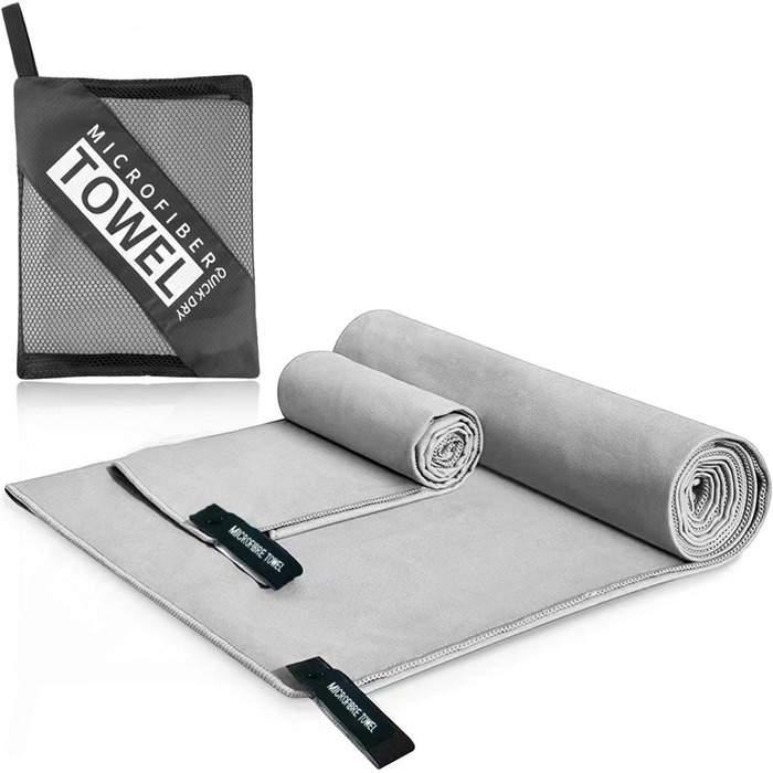 Рушники з мікрофібри для пляжу, сауни, фітнесу та йоги (2 шт. 180x80см + 80x40см)