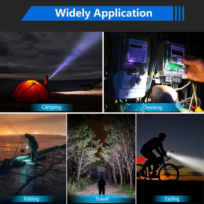 Ліхтарик Daphomeu LED акумуляторний, 500000 люмен, надяскравий, тактичний, зум, водонепроникний, 5 режимів, для кемпінгу, туризму та екстрених ситуацій