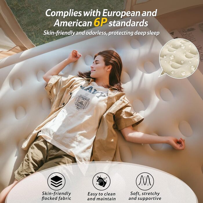 Надувний матрац Naturehike для кемпінгу та дому (190x100x45 см), самонадувний, з акумуляторним насосом, для 1 особи, коричневий