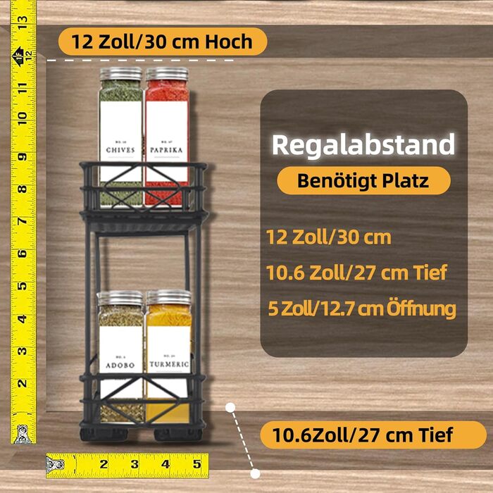Висувна полиця для спецій EasyVibe, 2 яруси, органайзер для кухонної шафи