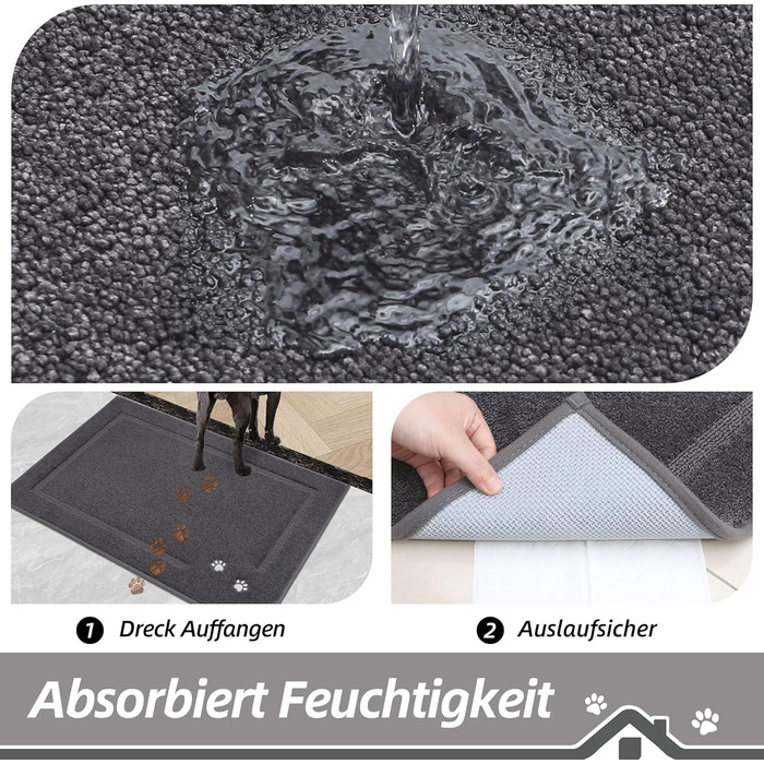 Килимок для дому BEQHAUSE 80x120 см, сірий - для входу, коридору, передні/задні двері, миється