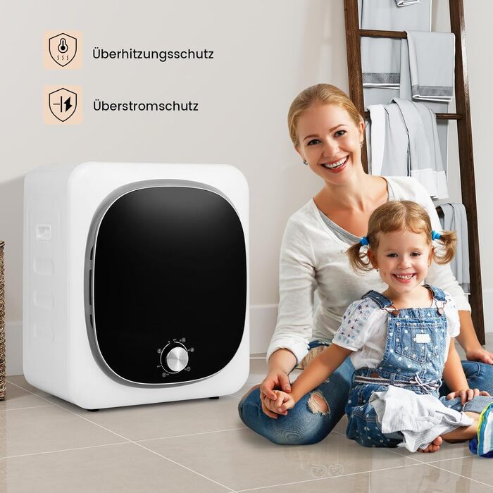 Mini сушарка для одягу COSTWAY 5 кг, 5 програм, до 69°C, з витяжкою, захистом від перегріву та багаторазовою фільтрацією, для дому, кемпінгу та студентського житла, 800W