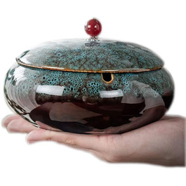 Керамічний попільничка з кришкою, вітрозахисний, для сигарет, внутрішнє та зовнішнє використання, для офісу та дому, блакитний