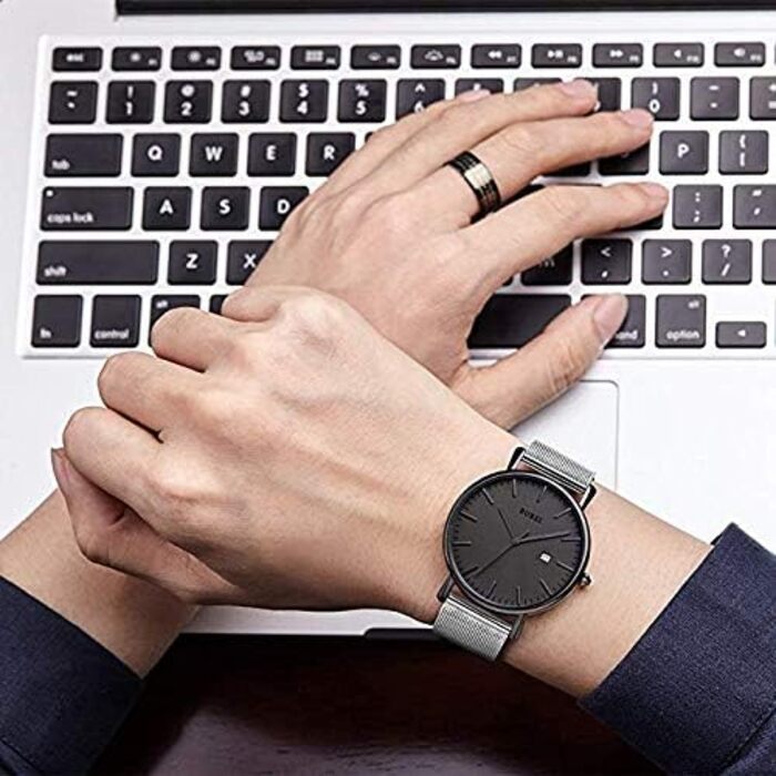 Годинник чоловічий BUREI, мінімалістичний, кварцовий, водонепроникний, ультратонкий. Ідеальний подарунок для чоловіків (сірий)