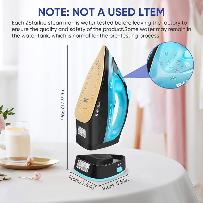 Пароочисник ZStarlite Powersteam Ultra: бездротовий, 2400W, керамічна підошва, антикальк, безперервний пар, вертикальне прасування, самоочищення, 320мл, блакитний