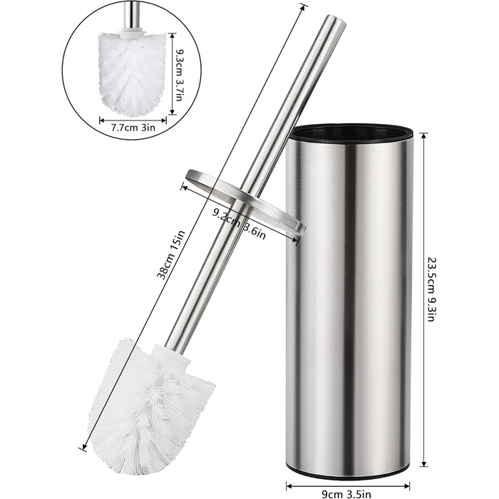 Набір для туалету FIISAYL: щітка для унітазу з підставкою, нержавіюча сталь, матове срібло