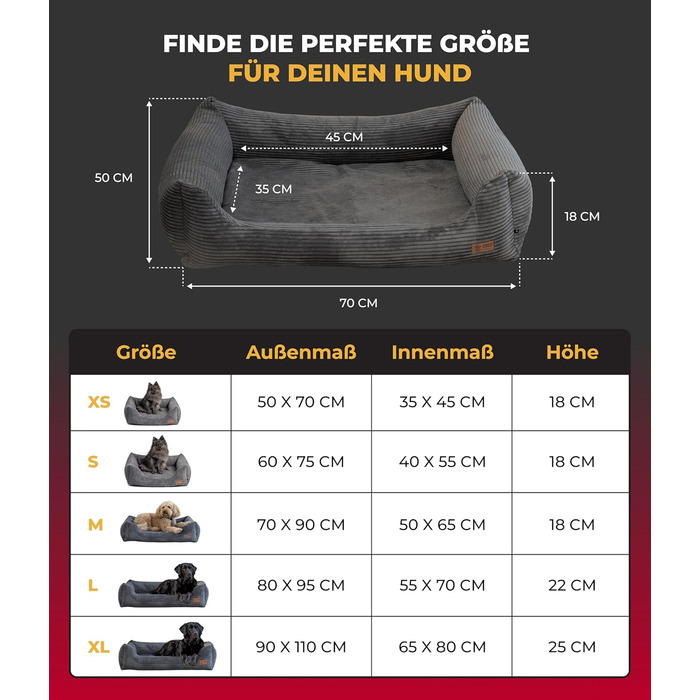 Ортопедичне собаче ліжко HS-Hundebett® Deluxe Cord: м'яке, зручне, зелене, 70x90 см, для великих собак, знімний чохол, неслизьке, зроблено в Німеччині