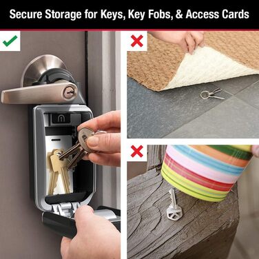 Master Lock 5415D Heavy Duty Key Lock Box - Zinc Wall Mount, Durable Adjustable Shackle