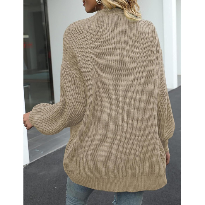 Жіночий кардиган оверсайз з грубого в'язання, теплий, з відкритою спиною, бежевий (XL)