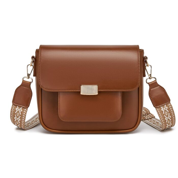 Сумка жіноча Miss Lulu середнього розміру: шкіряна сумка-тоут, крос-боді, вінтажний стиль (коричнева, 2513)