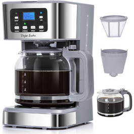Кавомашина Taylor Swoden Darcy 950W з таймером, 1.5L, 12 чашок, автоматичне відключення, система захисту від протікання, багаторазовий фільтр, BPA-free, сірий (2 шт.)