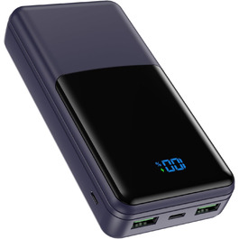 Power Bank Coblob 27000mAh з LED дисплеєм: швидка зарядка USB-C 30W, 3 виходи, 2 входи, для смартфонів, планшетів, AirPods та іншого (Темно-синій)