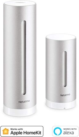 Netatmo Smart Weather Station - Wi-Fi, radio, indoor and outdoor sensor, weather forecast, Amazon Alexa & Apple HomeKit & TFA Dostmann protective cover for transmitter, article 98.1114.02, easy to install, white bundle with protective cover