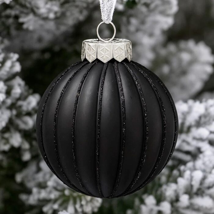 Чорні новорічні прикраси SLEETLY 28 шт. - кулі, льодинці, сніжинки. Стійкі до пошкоджень, пластикові