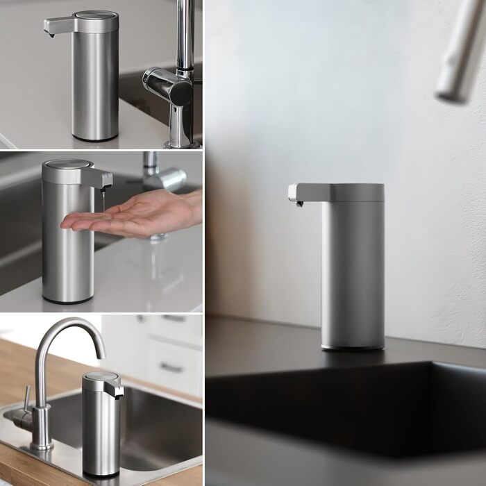Mamiddle Automatic Soap Dispenser Stainless Steel with Sensor Infrared Soap Dispenser Electric IPX5 Waterproof USB-C Charging with Sensor Infrared Motion Sensor for Kitchen & Bathroom (Brushed Silver)