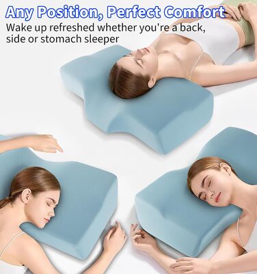 Ортопедична подушка Hydomi Memory Foam для шиї та плечей, для сну, ергономічна, регульована, для тих, хто спить на боці, спині та животі, сіра та біла