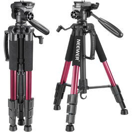 Штатив для камери Neewer 142 см з алюмінієвого сплаву, з кульковою головкою, для Canon, Nikon, Sony DSLR, DV, відеокамер, до 4 кг (SAB234), червоний
