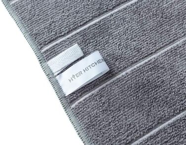 HYER KITCHEN Microfiber Towels - 8 Pack Striped (Color-coordinated - soft, super absorbent, and lint-free, 66 x 45.7 cm, Gray and Camel (gray) gray