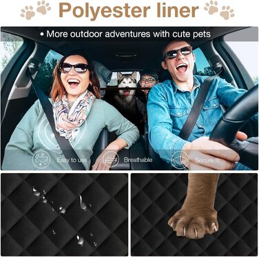 Захисний чохол на заднє сидіння авто для собак, чорний, 155x72 см (для позашляховиків/вантажів)