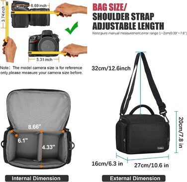 Чохол для камери сумісний з Canon, Nikon, Sony: водонепроникний, компактний, чорний