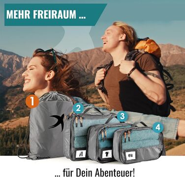 Набори для пакування валізи SEESCHWALBE | 4 шт. | Комплекти-органайзери для подорожей | Сірий колір