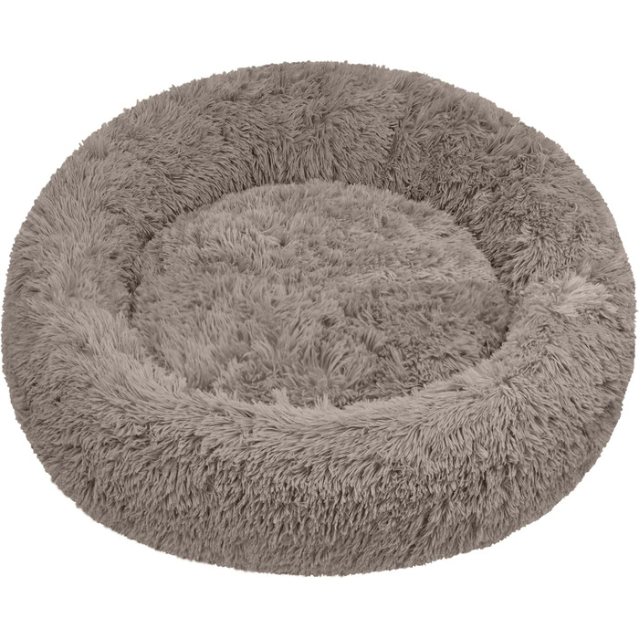 М'яке ліжко для собак та котів великих порід - кругле пухнасте ліжко з високими бортиками - антиковзаюче дно - силіконова наповнювач - комфортне місце для сну - 90 см - зручне та довговічне - бежеве