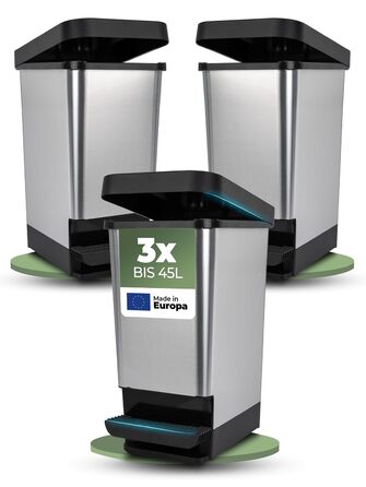 Нівалідний відро для сміття 45л з педаллю - сталевий відро для сміття з кришкою для кухні та інших приміщень