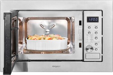 Вбудована мікрохвильова піч Exquisit EMW20-DG-020 Inox: 800 Вт, 1000 Вт гриль, 8 програм, діаметр підноса 27 см, нержавіюча сталь
