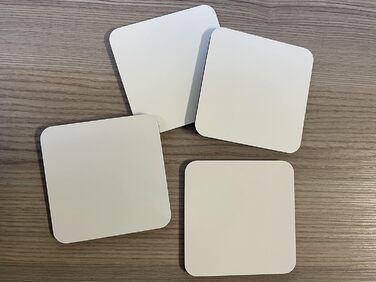 MDF coasters, blank, cork bottom, 9 x 9 cm, white, blank, square, piece (200)